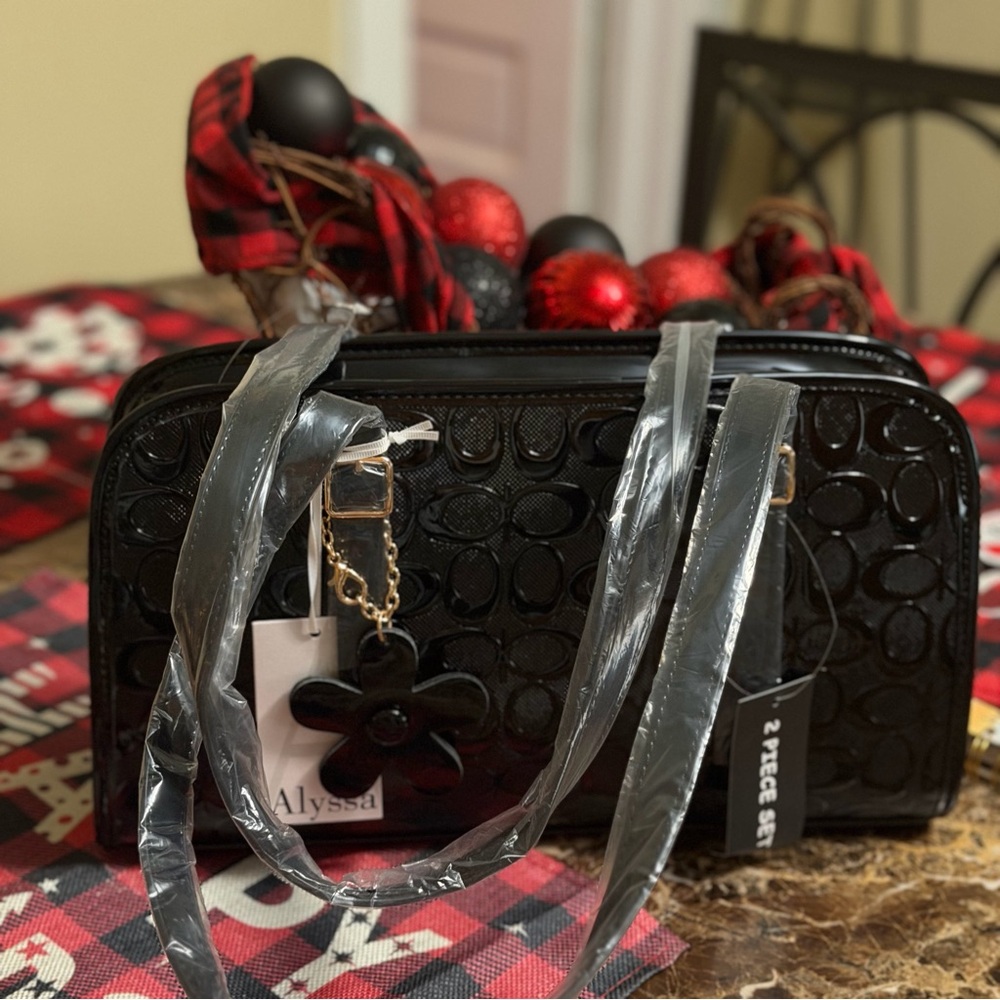 Black Embossed Shoulder Bag